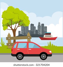 Urban transport and vehicles design, vector illustration