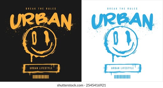 Urban typography graffiti Urban - Break the rules slogan print for man - woman graphic tee t shirt - Vector