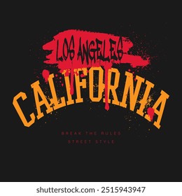 Urban typography graffiti and college style California - Los Angeles slogan print for man - woman graphic tee t shirt - Vector