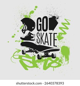 Urban typography graffiti skateboarding slogan print for man - woman graphic tee t shirt - Vector