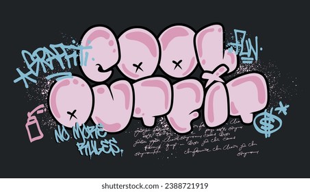 Urban typography graffiti street art cool outfit slogan print with motivational text and spray elements for graphic tee t shirt or sweatshirt hoodie or poster - Vector