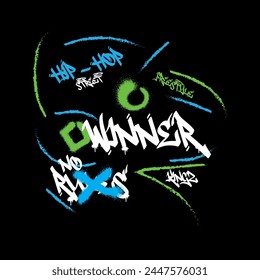 Urban typography hipster street art graffiti slogan print with neon spray effect for graphic tee t shirt - Vector