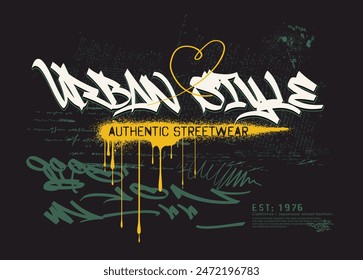 Urbane Typografie Hipster Street Art Graffiti-Slogan-Print mit Neon Spray, T-Shirt-Grafiken Print-Vektorillustration-Design für Grafik-T-Shirt