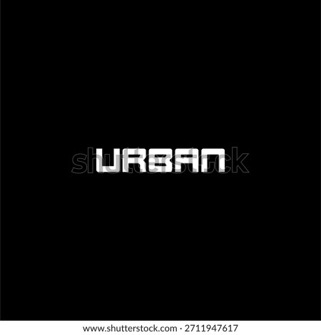 URBAN typography label with custom font. URBAN text in black and white