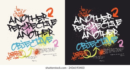 Urban typography street art colorful graffiti slogan print with spray splash effect for graphic tee t shirt sweatshirt hoodie or poster - Vector