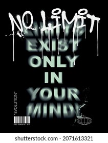 Urban typography street art graffiti no limit slogan print for graphic tee t shirt or poster - Vector 