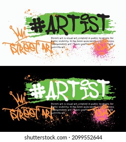 Urban typography street art graffiti slogan print with paint splash effect for graphic tee t shirt - Vector