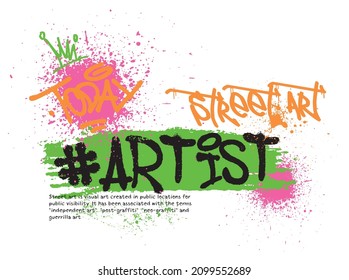 Urban Typography Street Art Graffiti Slogan Print With Paint Splash Effect For Graphic Tee T Shirt - Vector