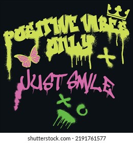Typographie urbaine art de rue graffiti impression de slogan avec effet de spray pour t-shirt graphique ou sweatshirt - création d'images vectorielles
