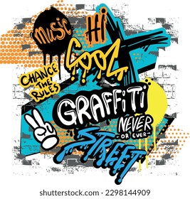 Urban typography street art graffiti slogan print with spray effect for graphic tee , web, card - Vector
