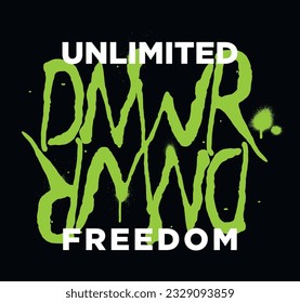 Urban typography street art graffiti dnwr slogan print with spray paint effect for graphic tee t shirt or sweatshirt - Vector