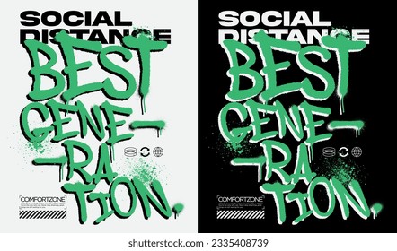 Urban typography street art graffiti slogan print with neon spray effect for graphic tee t shirt or sweatshirt - Vector