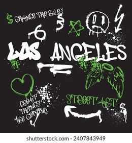 Urban typography street art graffiti Los Angeles slogan print with spray effect for graphic tee t shirt or sweatshirt - Vector