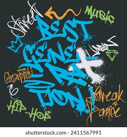 Urban typografie Street art graffiti slogan print with neon spray effect for Graphic tee-Shirt or sweshirt - Vektorgrafik