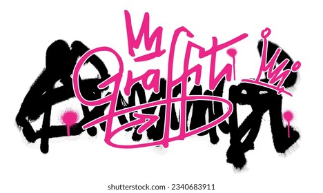 Urban typography street art neon graffiti text slogan print with spray effect for graphic tee t shirt or sweatshirt - Vector