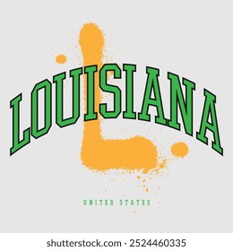 Urban typography and vintage typography college varsity Louisiana slogan print for graphic tee t shirt or sweatshirt - Vector
