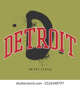 Urban typography and vintage typography college varsity Detroit slogan print for graphic tee t shirt or sweatshirt - Vector