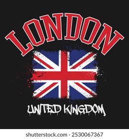 Tipografía Urbana y tipografía vintage college varsity Londres - Reino Unido impresión de eslogan para camiseta gráfica o sudadera - Vector