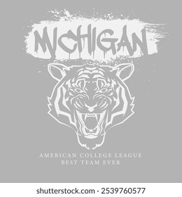 Urban typography and vintage typography college varsity Michigan - Best team ever slogan print for graphic tee t shirt or sweatshirt - Vector