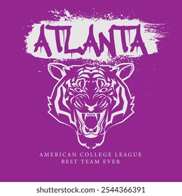 Urban typography and vintage typography college varsity Atlanta slogan print for graphic tee t shirt or sweatshirt - Vector