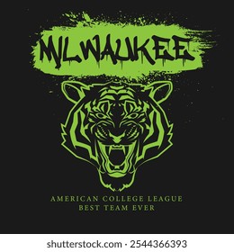 Urban typography and vintage typography college varsity Milwaukee slogan print for graphic tee t shirt or sweatshirt - Vector