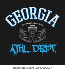 Urban typography and vintage typography college varsity Georgia slogan print for graphic tee t shirt or sweatshirt - Vector