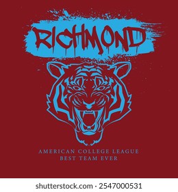 Urban typography and vintage typography college varsity Richmond slogan print for graphic tee t shirt or sweatshirt - Vector