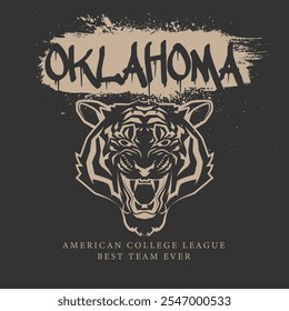 Urban typography and vintage typography college varsity Oklahoma slogan print for graphic tee t shirt or sweatshirt - Vector