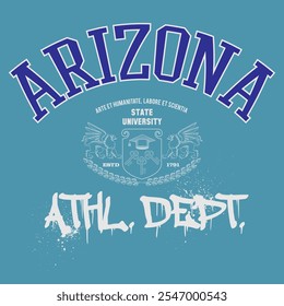 Urban typography and vintage typography college varsity Arizona slogan print for graphic tee t shirt or sweatshirt - Vector