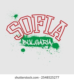 Tipografia urbana e tipografia vintage faculdade colégio Sofia - Bulgária slogan print para camiseta de t-shirt gráfica ou moletom - Vetor