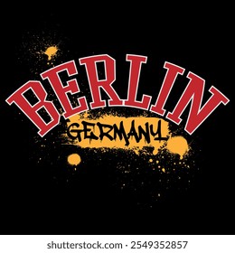 Urban typography and vintage typography college varsity Berlin - Germany slogan print for graphic tee t shirt or sweatshirt - Vector