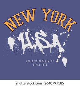 Urban typography and vintage typography college varsity slogan print for graphic tee t shirt or sweatshirt - Vector