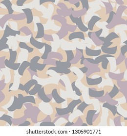 Urban UFO camouflage of various shades of beige, blue, purple and white colors. It is a colorful seamless pattern that can be used as a camo print for clothing and background and backdrop or wallpaper
