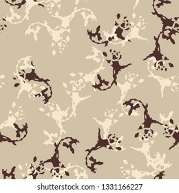 Urban UFO camouflage of various shades of beige and brown colors. It is a colorful seamless pattern that can be used as a camo print for clothing and background and backdrop or computer wallpaper
