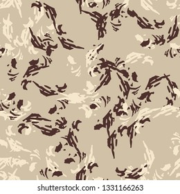 Urban UFO camouflage of various shades of beige and brown colors. It is a colorful seamless pattern that can be used as a camo print for clothing and background and backdrop or computer wallpaper