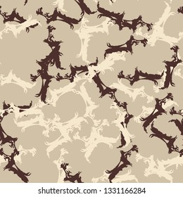 Urban UFO camouflage of various shades of beige and brown colors. It is a colorful seamless pattern that can be used as a camo print for clothing and background and backdrop or computer wallpaper