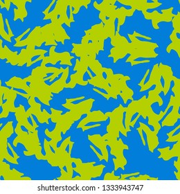 Urban UFO camouflage of various shades of blue and green colors. It is a colorful seamless pattern that can be used as a camo print for clothing and background and backdrop or computer wallpaper