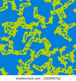 Urban UFO camouflage of various shades of blue and green colors. It is a colorful seamless pattern that can be used as a camo print for clothing and background and backdrop or computer wallpaper