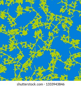 Urban UFO camouflage of various shades of blue and green colors. It is a colorful seamless pattern that can be used as a camo print for clothing and background and backdrop or computer wallpaper