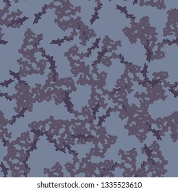 Urban UFO camouflage of various shades of blue and purple colors. It is a colorful seamless pattern that can be used as a camo print for clothing and background and backdrop or computer wallpaper