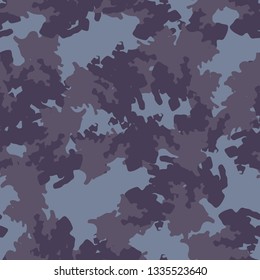 Urban UFO camouflage of various shades of blue and purple colors. It is a colorful seamless pattern that can be used as a camo print for clothing and background and backdrop or computer wallpaper