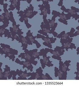 Urban UFO camouflage of various shades of blue and purple colors. It is a colorful seamless pattern that can be used as a camo print for clothing and background and backdrop or computer wallpaper