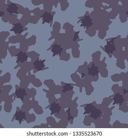 Urban UFO camouflage of various shades of blue and purple colors. It is a colorful seamless pattern that can be used as a camo print for clothing and background and backdrop or computer wallpaper