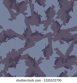 Urban UFO camouflage of various shades of blue and purple colors. It is a colorful seamless pattern that can be used as a camo print for clothing and background and backdrop or computer wallpaper