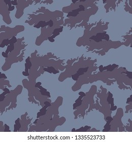 Urban UFO camouflage of various shades of blue and purple colors. It is a colorful seamless pattern that can be used as a camo print for clothing and background and backdrop or computer wallpaper