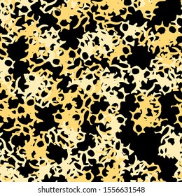 Urban UFO camouflage of various shades of black and yellow colors. It is a colorful seamless pattern that can be used as a camo print for clothing and background and backdrop or computer wallpaper