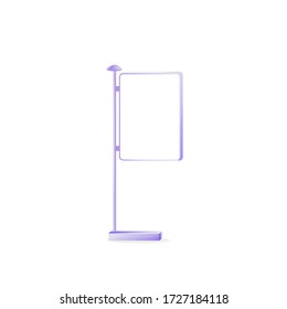 Urban vector advert board sign illustration. Metal stand for placard. Commercial billboard mockup design with copy space. Advertisement post isolated object on white background. Announcement banner