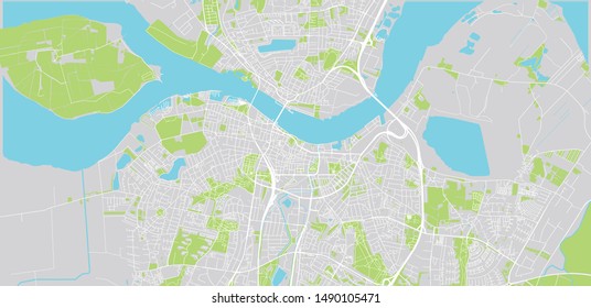 Urban vector city map of Aalborg, Denmark