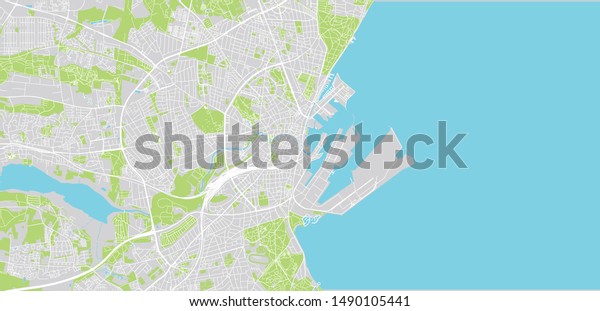 Urban Vector City Map Aarhus Denmark Stock Vector (Royalty Free ...