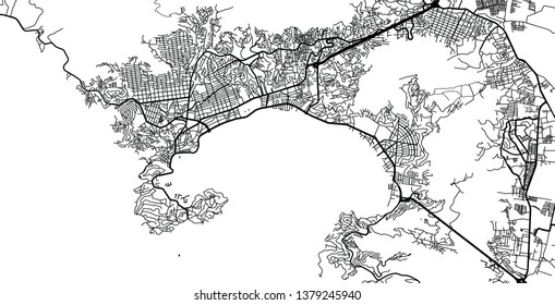 Urban vector city map of Acapulco, Mexico